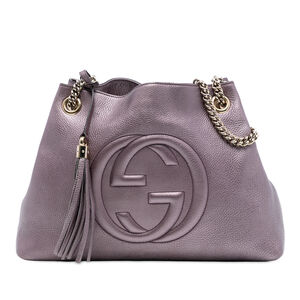 Pre-Loved Gucci Medium Metallic Leather Soho Chain Tote